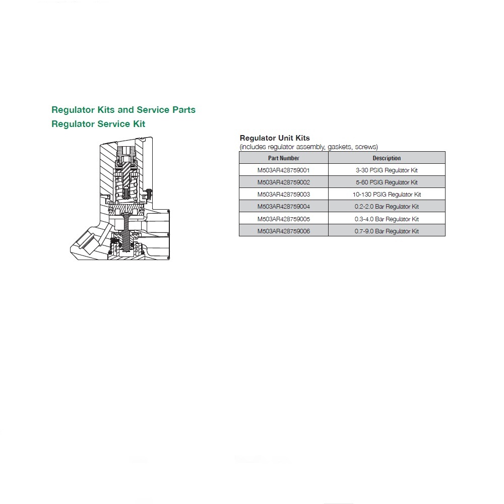 M503AR428759003 NUMATICS/AVENTICS SANDWICH REGULATOR REPAIR KIT 503 SERIES 10-130 PSI (0.7-9 BAR)